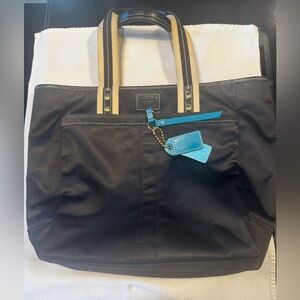 Coach black nylon Tote Bag with logo lining
